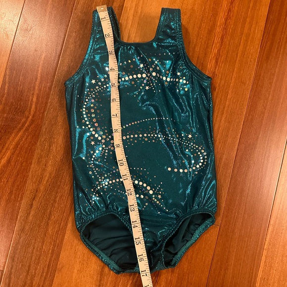 Look-It Gymnastics Dance Leotard W/ Scrunchy Blue & Silver S 3/4 - Like New! - Picture 5 of 5